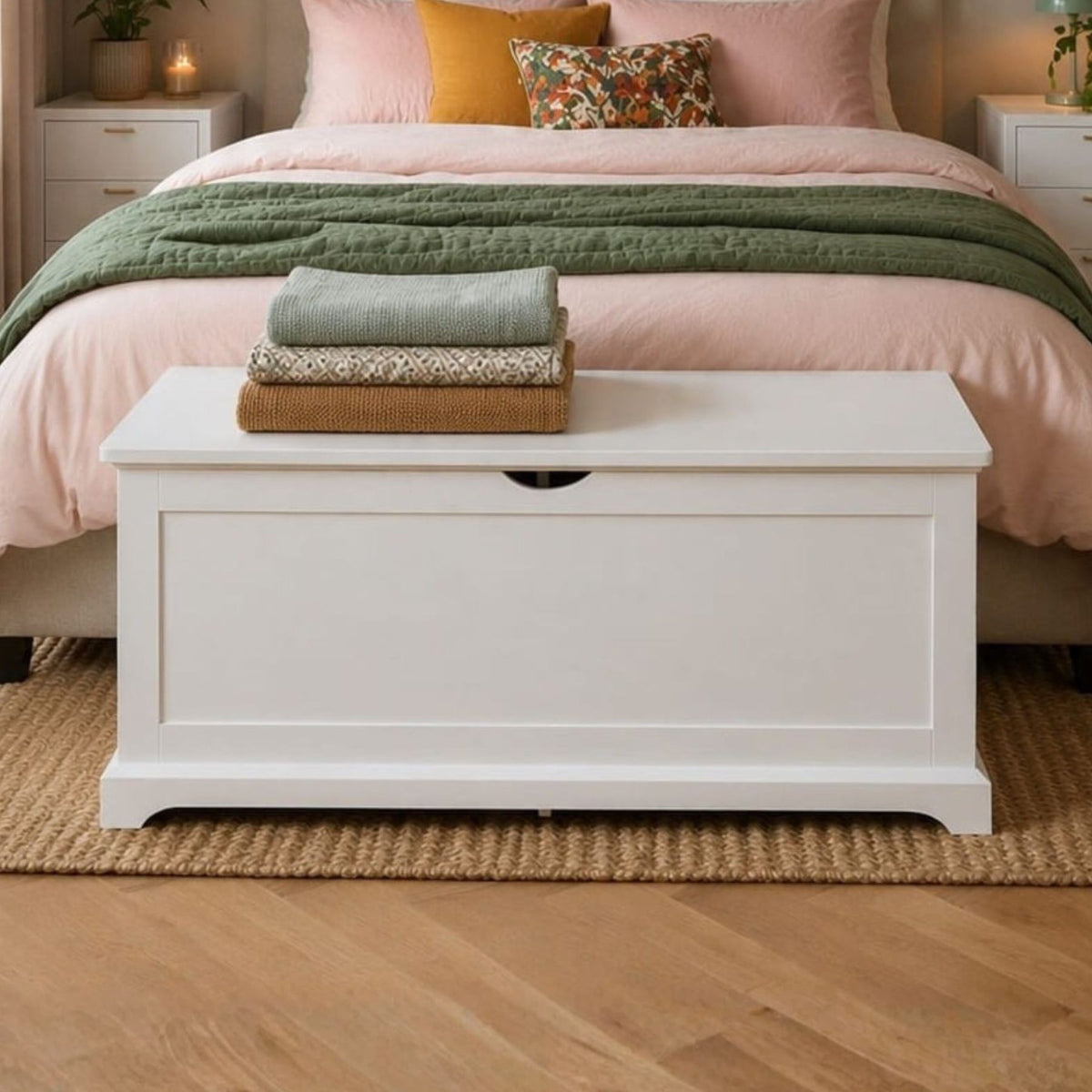 Bromwell White Ottoman Storage Box