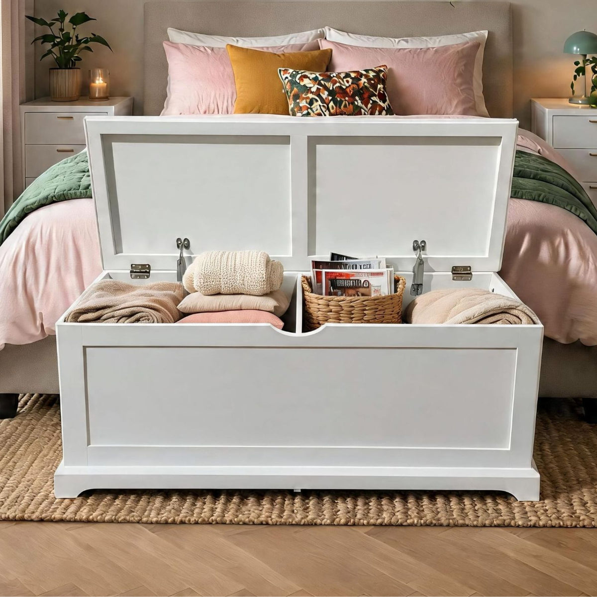 Bromwell White Ottoman Storage Box