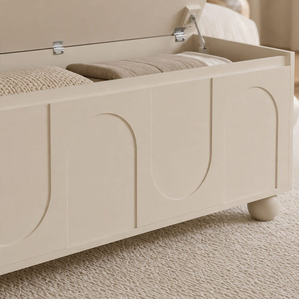Elodie Beige Storage Ottoman Bench