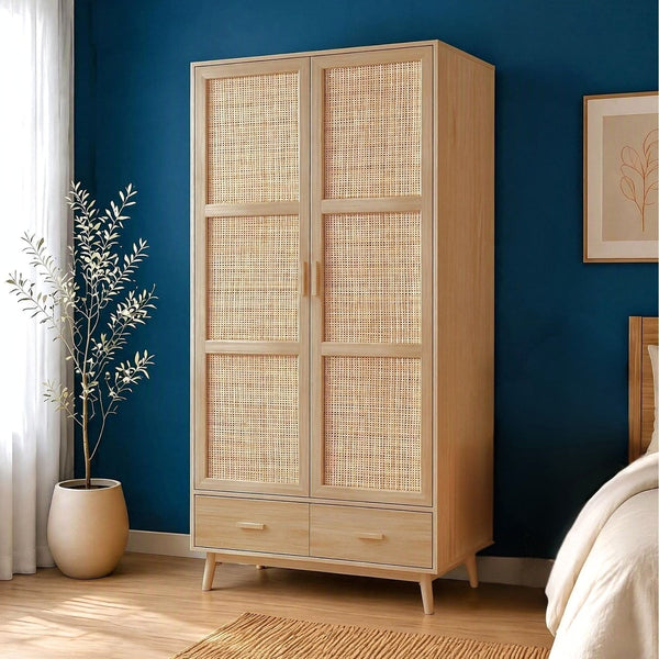 Astbury 2 Door Wardrobe with Rattan Doors