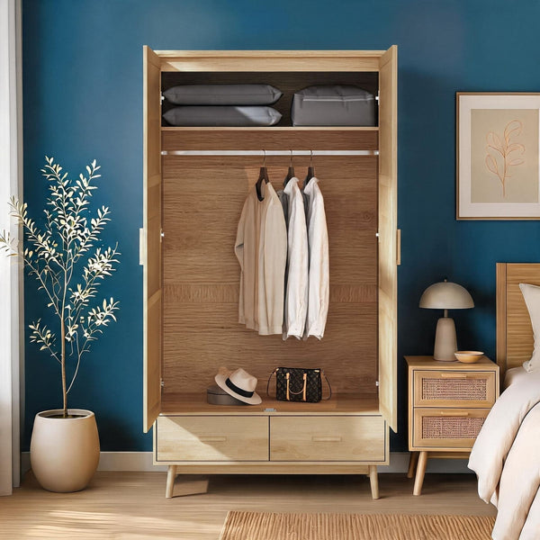 Astbury 2 Door Wardrobe with Rattan Doors
