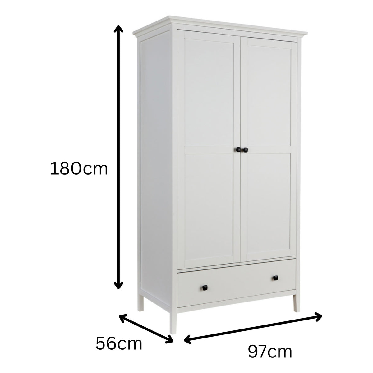 Bellevue 2 Door Wardrobe with Storage Drawer