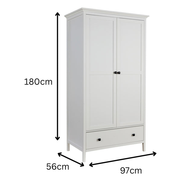Bellevue 2 Door Wardrobe with Storage Drawer