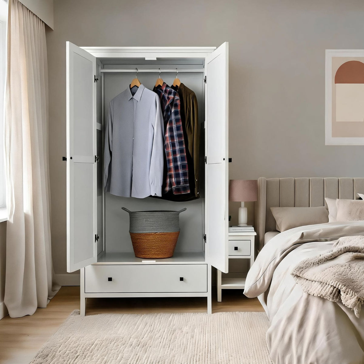 Bellevue 2 Door Wardrobe with Storage Drawer