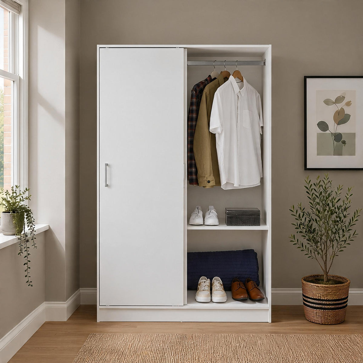 Raya White 2 Door Sliding Wardrobe