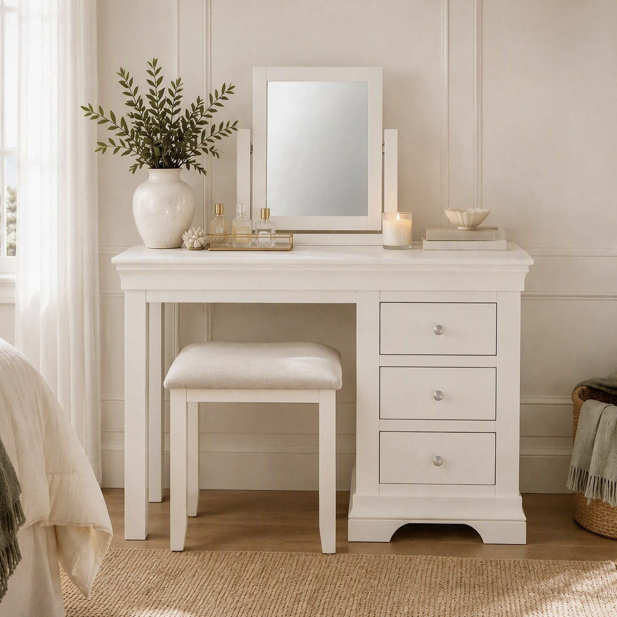 Chantilly Dressing Table Set with Stool and Mirror
