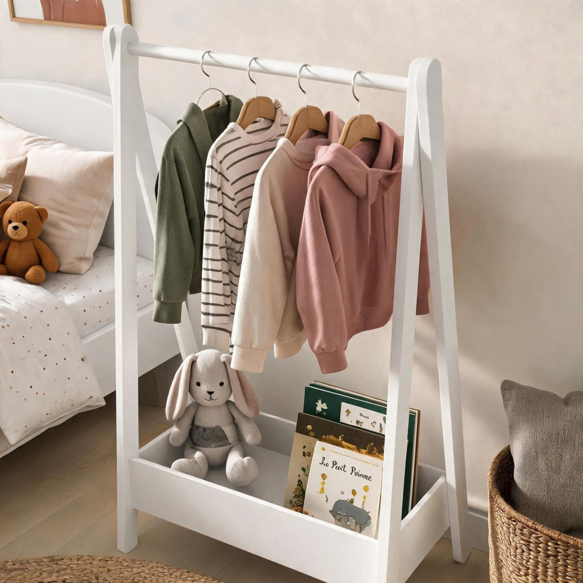 Hallie Kids Clothes Rail with Storage Tray