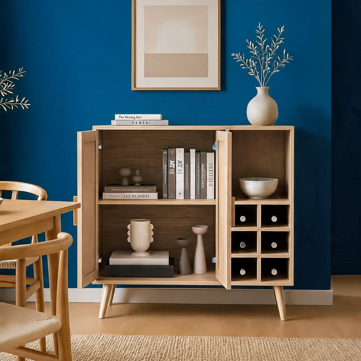 Astbury Wine Cabinet with Rattan Doors